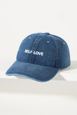 INTENTIONALLY BLANK SELF LOVE EMBROIDERED DENIM BASEBALL CAP 