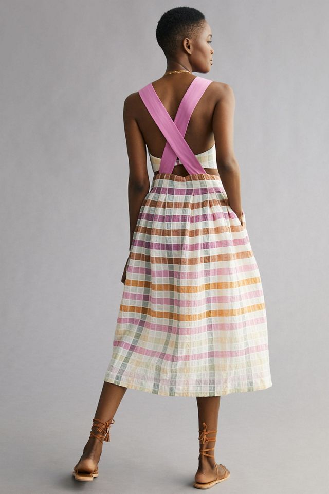Maeve Ombre Plaid Midi Sundress #1