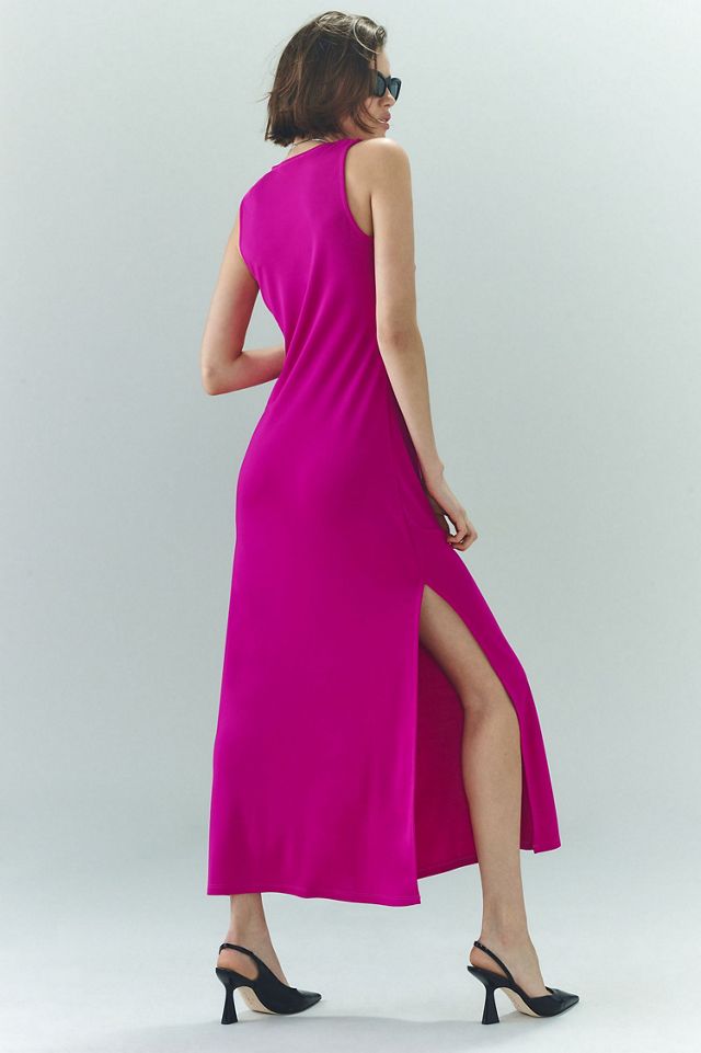 Ruched Scoop-Neck Midi Dress