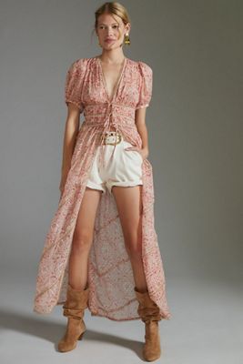 Let Me Be Seamed Sleeveless Basque-Waist Floral Dress
