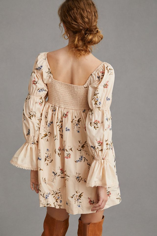 Long-Sleeve Embroidered Mini Dress #2