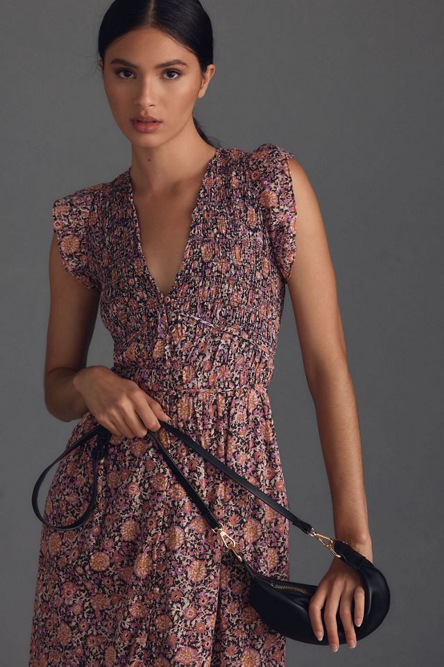 blue leafy floral maeve midi dress Take Chances Midi Dress