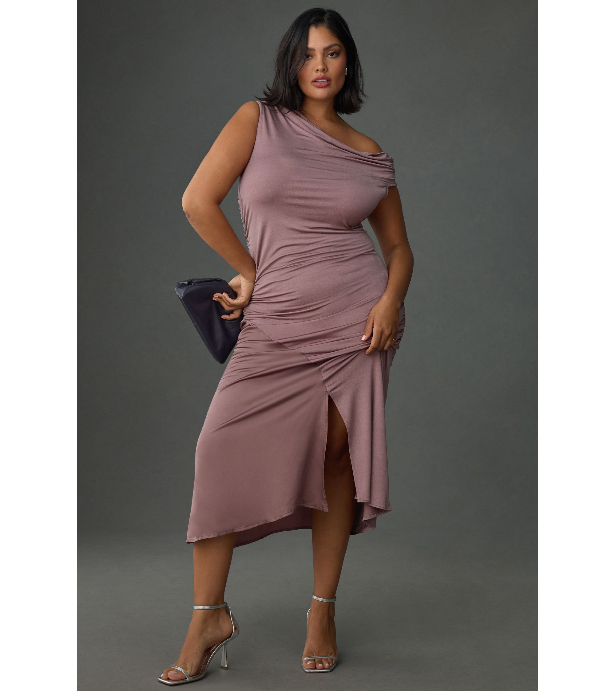 Asymmetrical Slim Midi Dress - Image 1