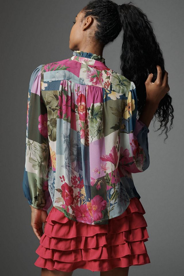 Estela Sheer Printed Buttoned Blouse #1