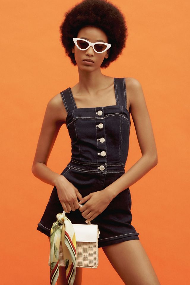 Maeve The Portside Button-Front Romper: Denim Edition #3