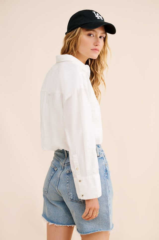 Pilcro The Greer Regenerative Cotton Bubble-Hem Shirt #1