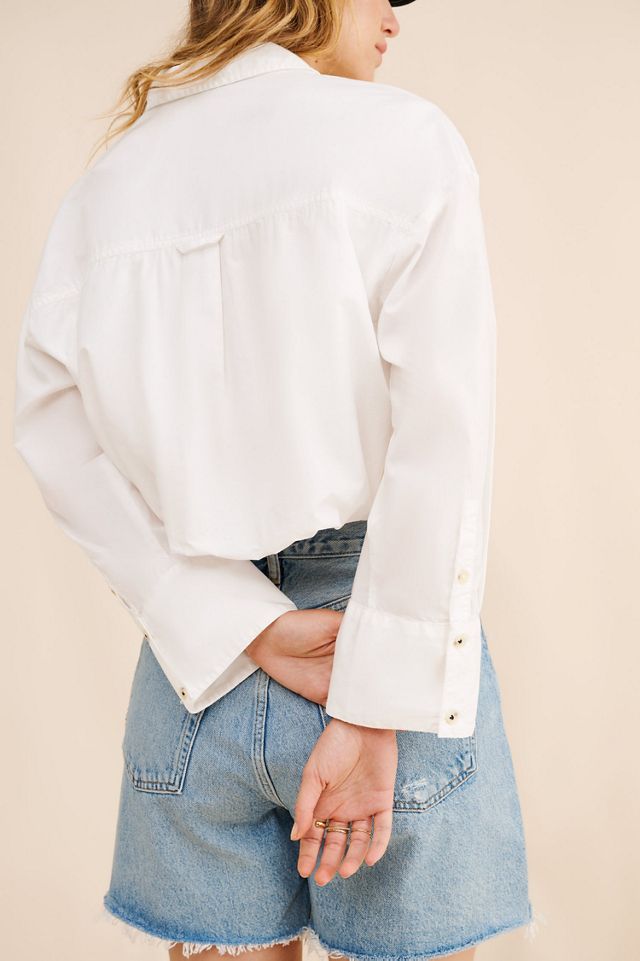 Pilcro The Greer Regenerative Cotton Bubble-Hem Shirt #2