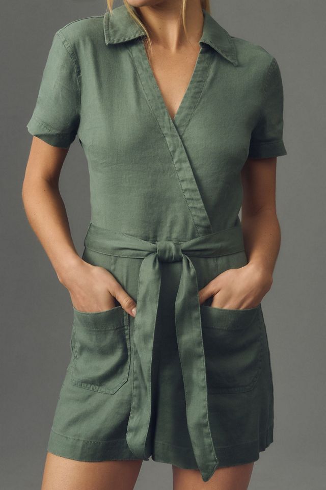 Maeve Short-Sleeve Wrap Romper #1