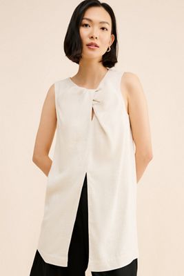 Sunday in Brooklyn Linen Blend Twist Tunic Top