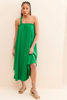 If By Sea One-Shoulder Knot Midi Dress