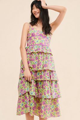 【Anthropologie】Banjanan・リリー・ティアードミディスカート Banjanan Lily Tiered Midi Skirt | Anthropologie