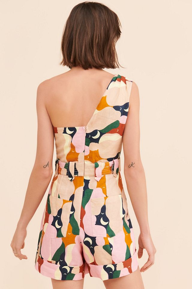 FARM Rio The Kiss Multicolor One Shoulder Romper #1