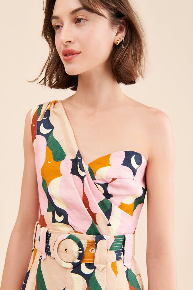 FARM Rio The Kiss Multicolor One Shoulder Romper #2