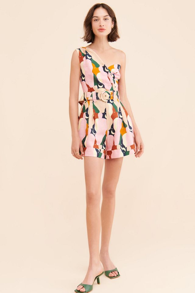 FARM Rio The Kiss Multicolor One Shoulder Romper #3