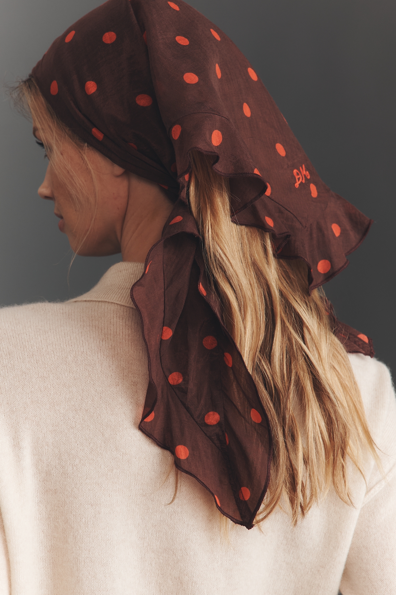 Damson Madder Sheer Spotted Hair Scarf