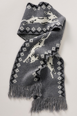 Damson Madder Cecily Bunny Intarsia Oversize Scarf In Gray