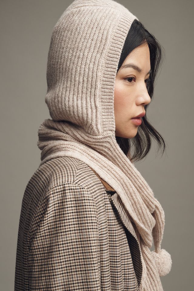 Damson Madder Tie-Front Wool Hood #1