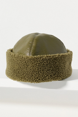 Baum Und Pferdgarten Louise Faux-leather Cuffed Hat In Green