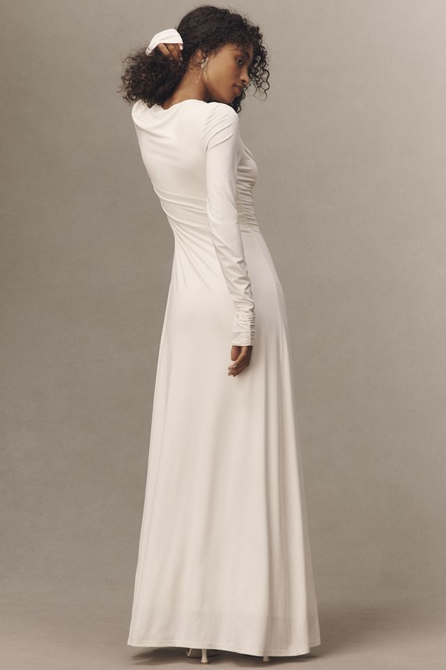 MISHA Jennifer Long-Sleeve Plunge Cupro Maxi Dress #1