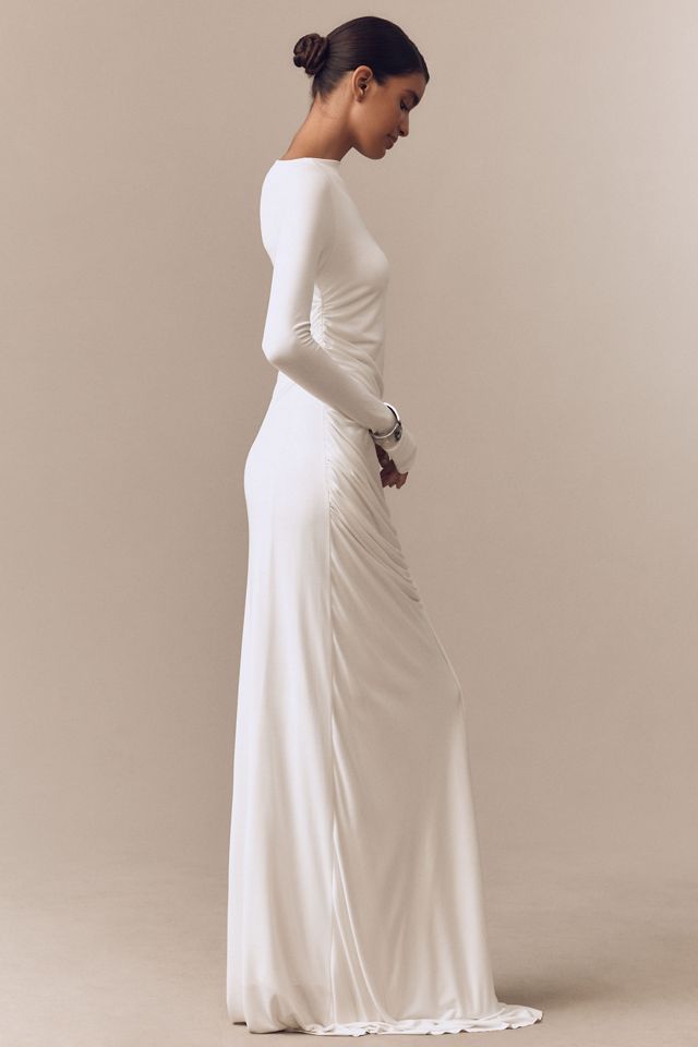 MISHA Glacier Long-Sleeve Ruched Maxi Dress #3