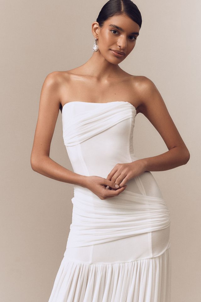 MISHA Ember Strapless Wrapped Drop-Waist Maxi Dress