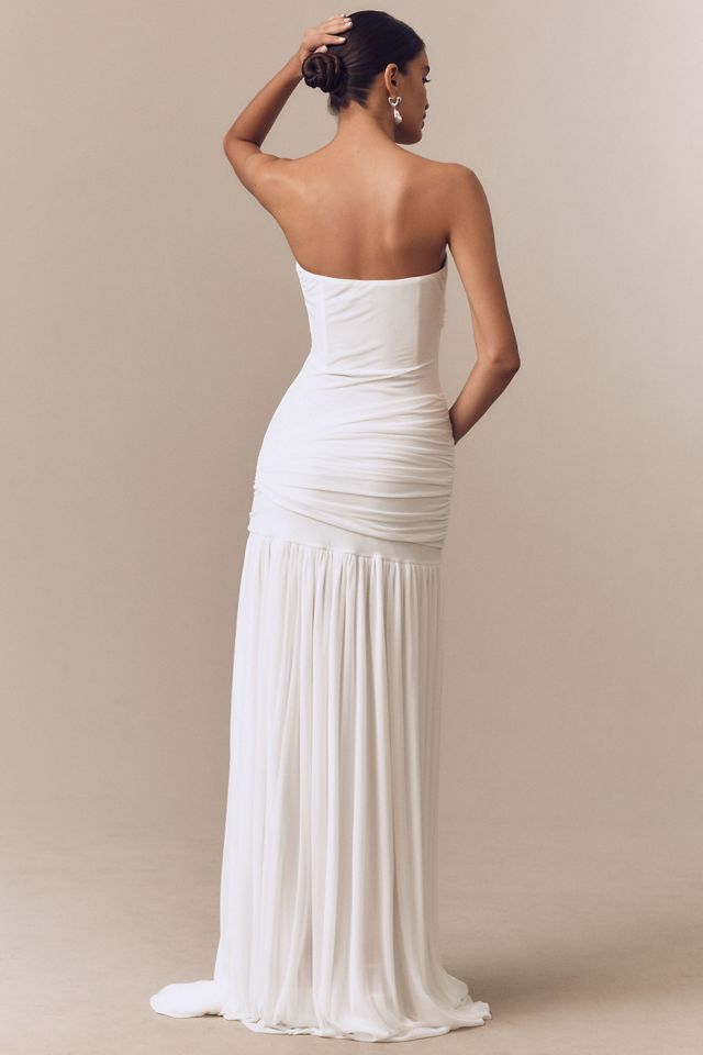 MISHA Ember Strapless Wrapped Drop-Waist Maxi Dress