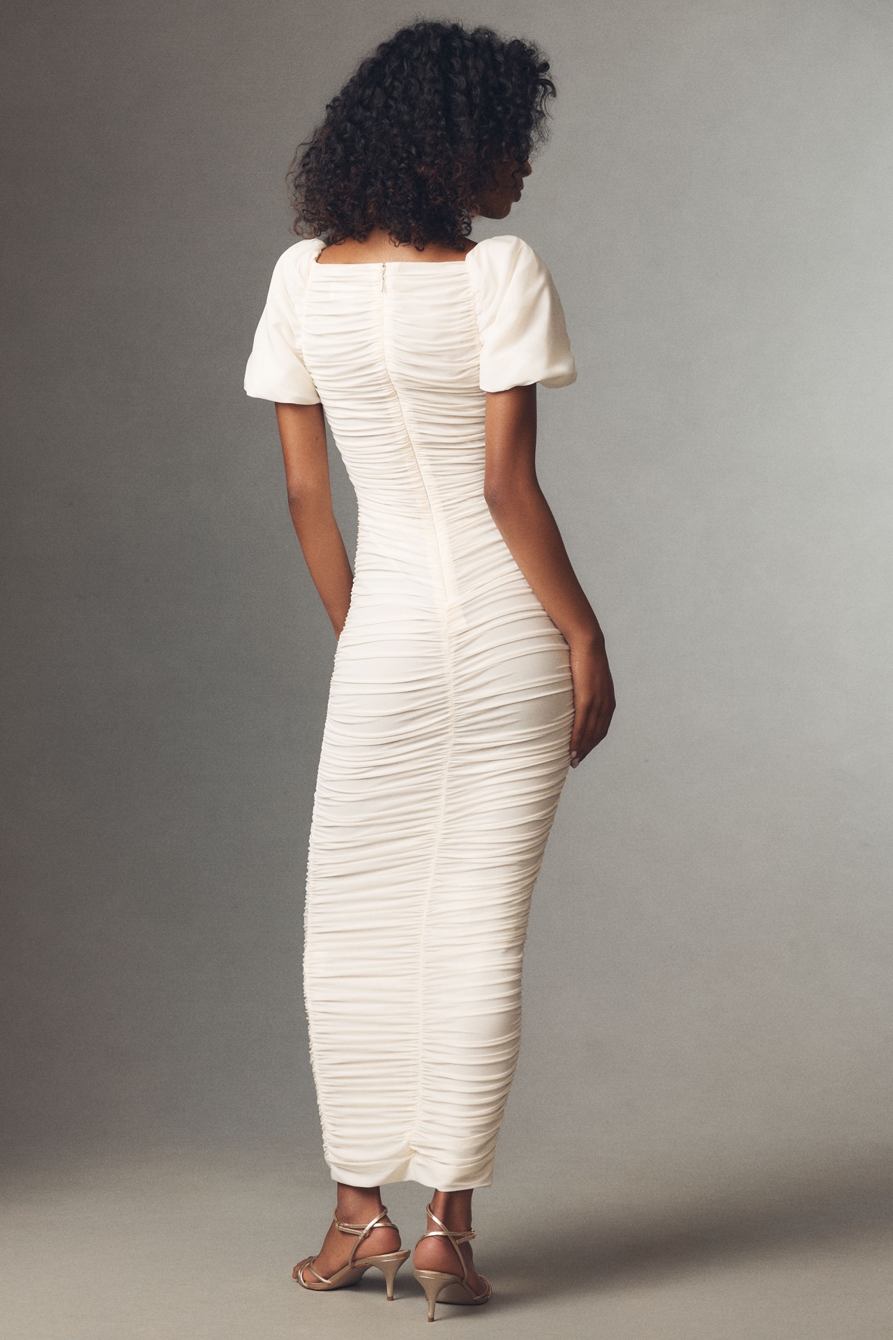 Ronny Kobo Lupine Puff-Sleeve Gathered Maxi Dress