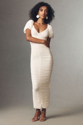 Ronny Kobo Lupine Puff-Sleeve Gathered Maxi Dress