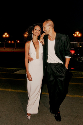 Misha Alusia Plunge-neck Maxi Dress In White
