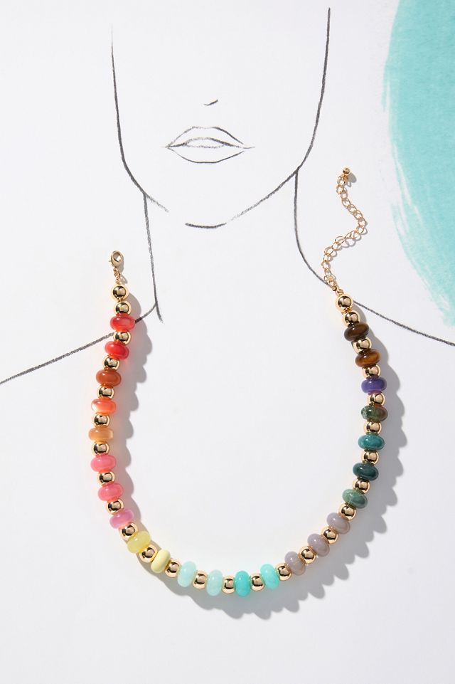 Rainbow Beaded Necklace #4