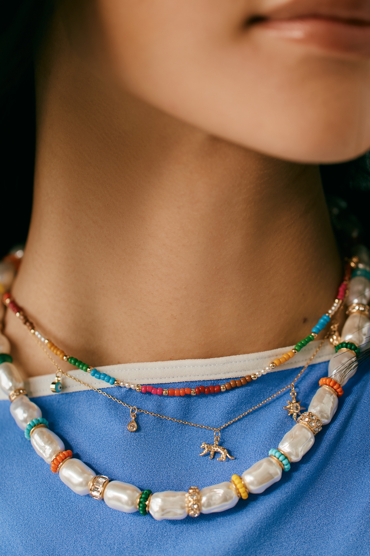 Multicolor Beaded Pearl Necklace