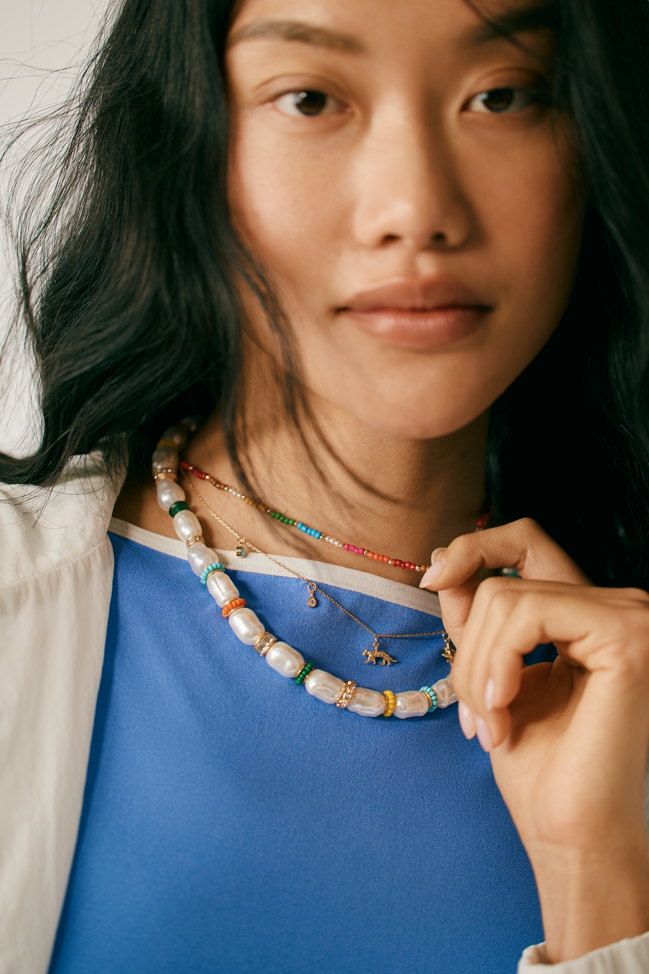 Multicolor Beaded Pearl Necklace