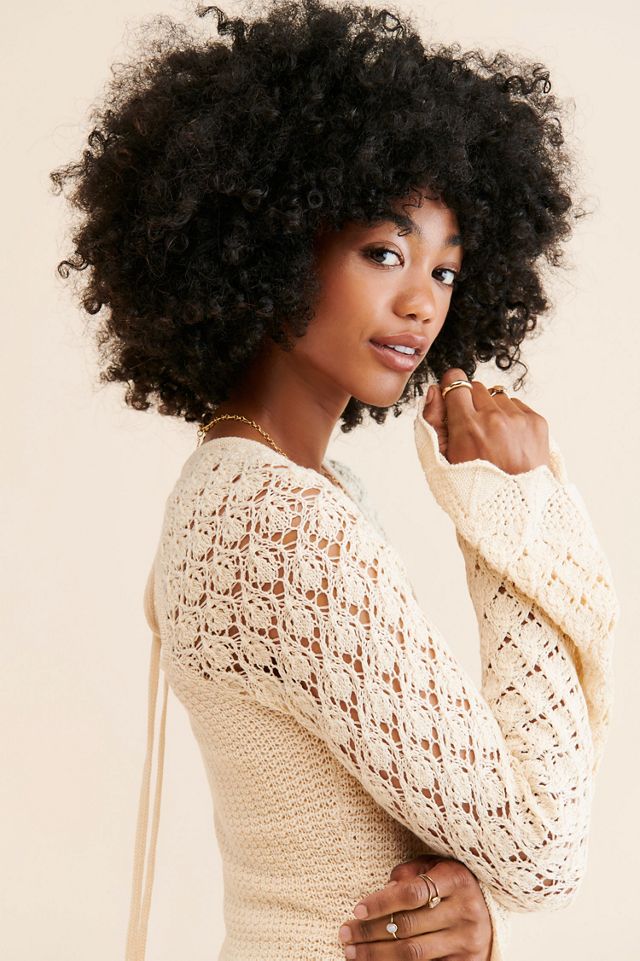 4SI3NNA Bell Sleeve Crochet Mini Dress #3