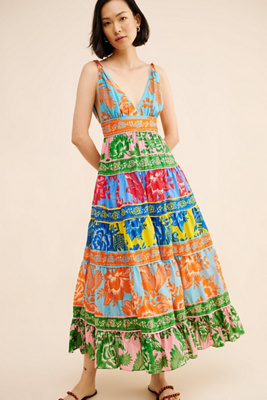 how to dress cute for fall Multicolor Aracati Maxi Dress – FARM Rio main image 0