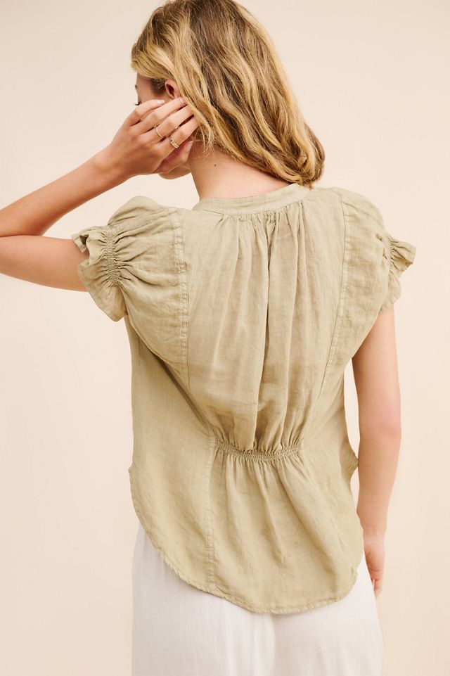 Pilcro Tatum Deep-V Linen Blouse #1