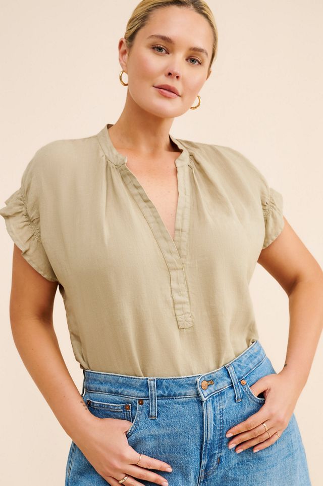 Pilcro Tatum Deep-V Linen Blouse #3