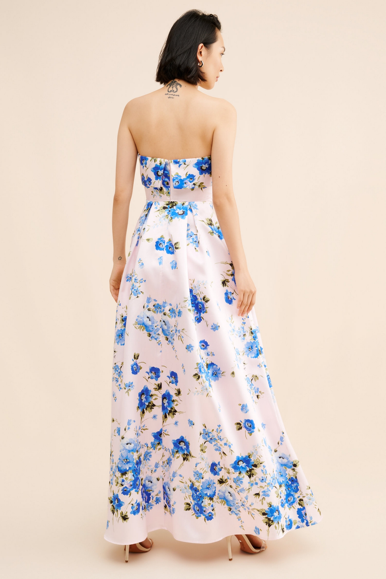 If By Sea Strapless Floral Gown