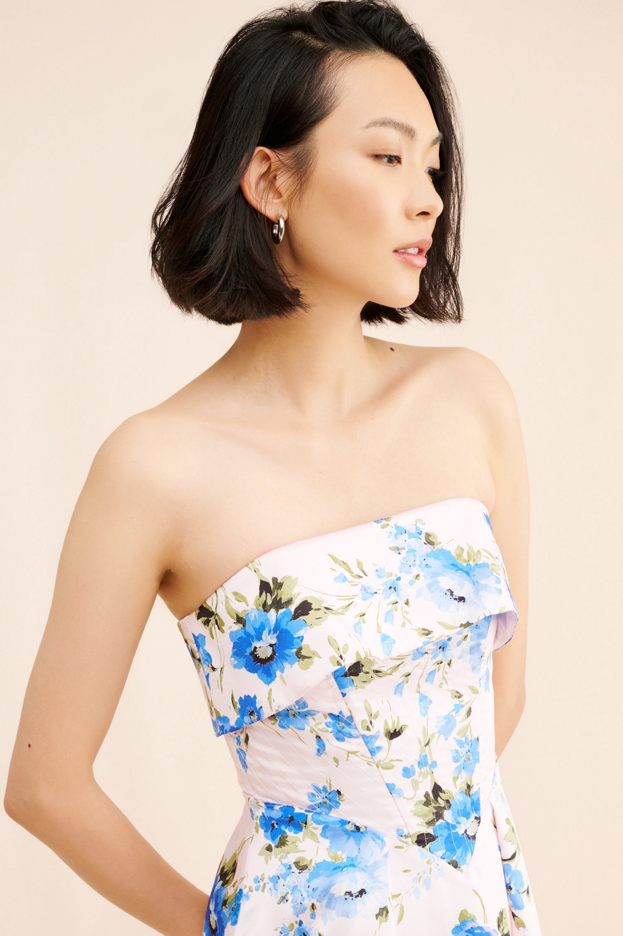If By Sea Strapless Floral Gown