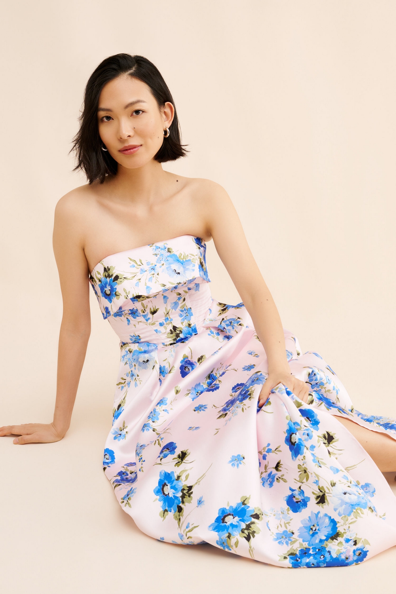 If By Sea Strapless Floral Gown