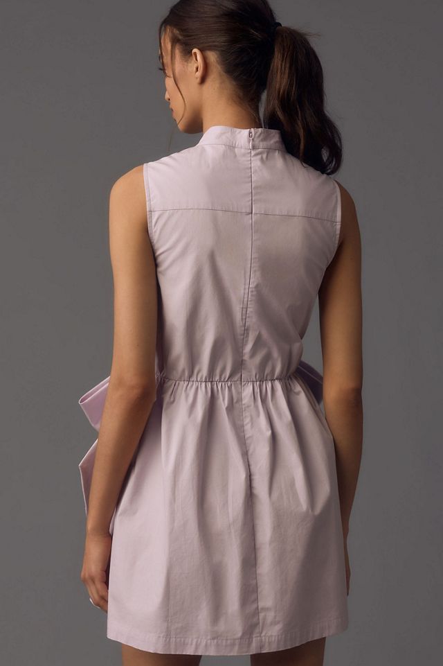 Porridge Crew-Neck Bow-Front Mini Dress #1