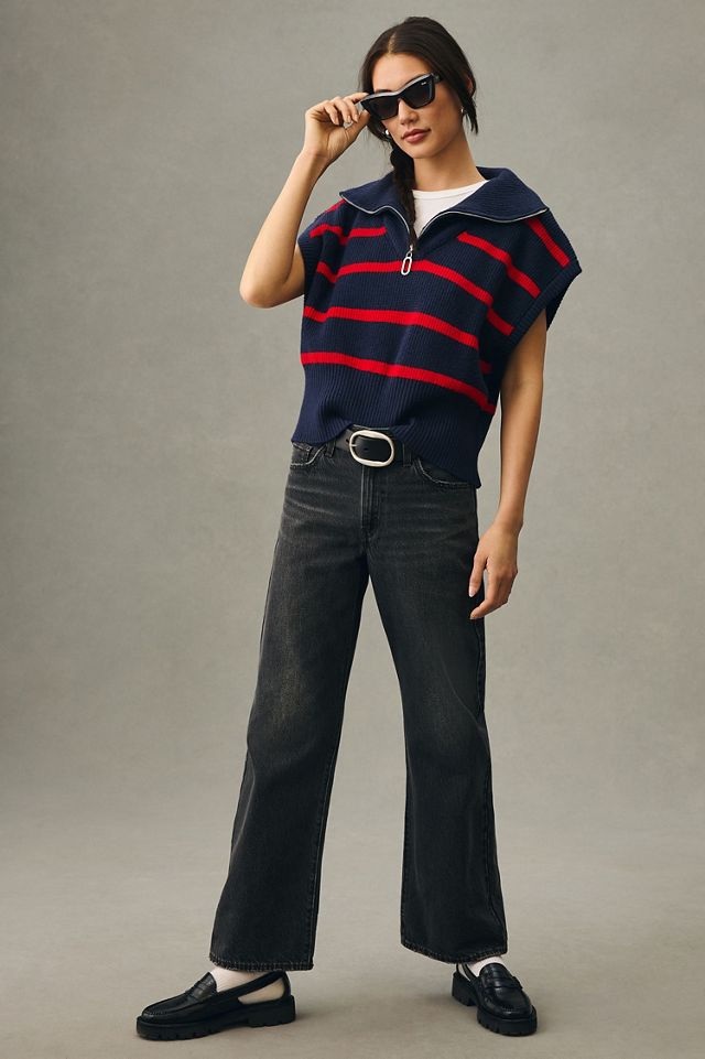 Maeve Striped Quarter-Zip Vest #3