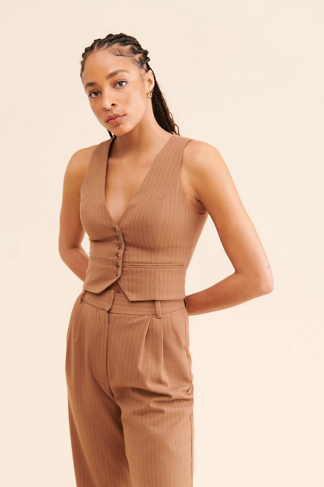 Favorite Daughter Pinstripe Cropped Vest #2