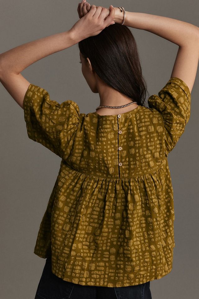 Porridge Short-Sleeve Textured Swing Top #1