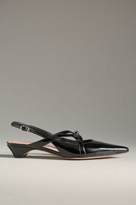Maeve Buckled Slingback Kitten Heels In Black
