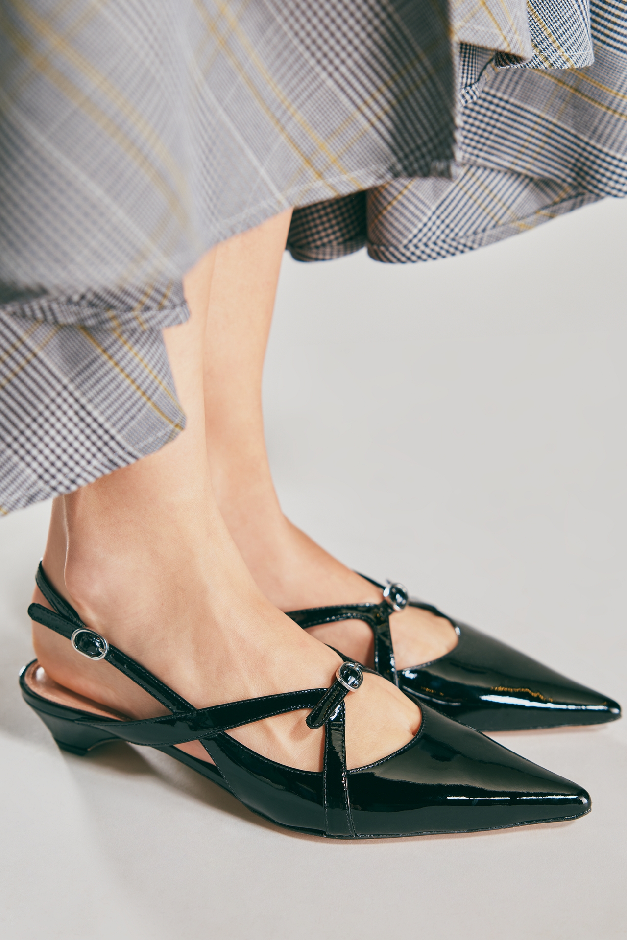 Maeve Buckled Slingback Kitten Heels