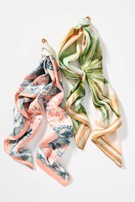 By Anthropologie Palm Printed Hair Scarves, Set Of 2