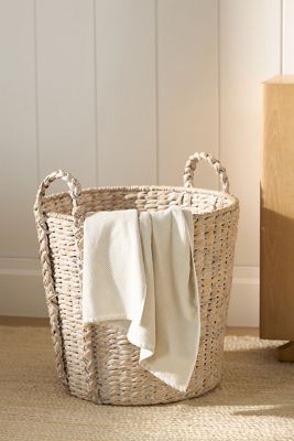 Oversized Whitewash Seagrass Basket