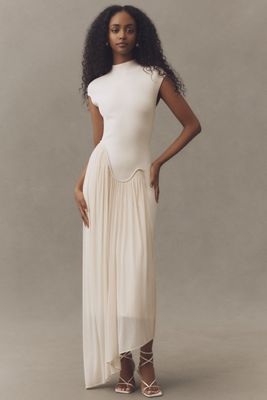 ET OCHS Francis Asymmetric Knit Combo Midi Dress