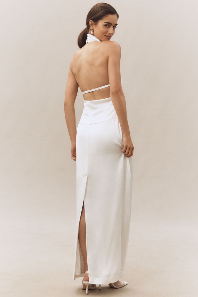 BHLDN High-Neck Satin Column Maxi Dress #2