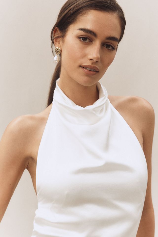 BHLDN High-Neck Satin Column Maxi Dress #3